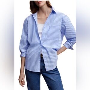 Mango oversized striped long-sleeved button-up shirt . Size 14